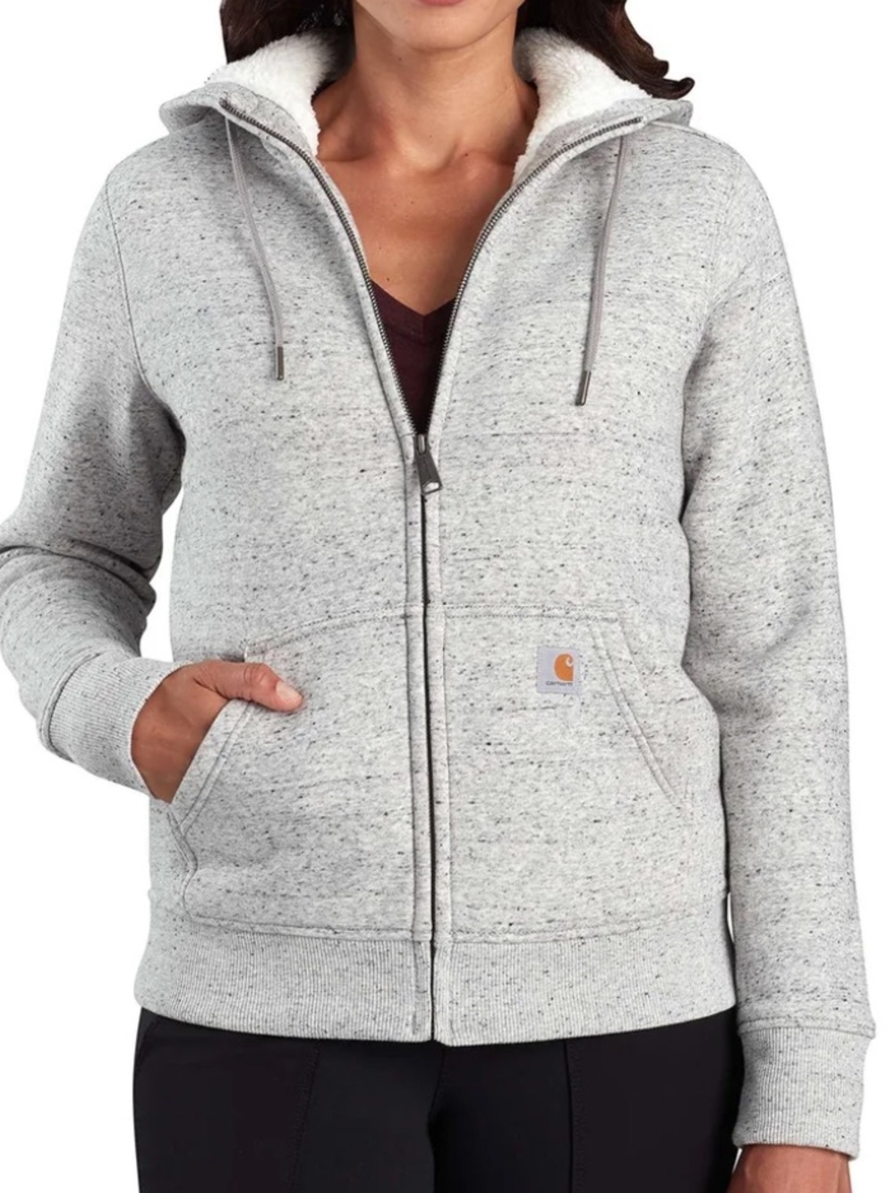 Carhartt Gray Clarksburg Sherpa Lined Zip Hoodie